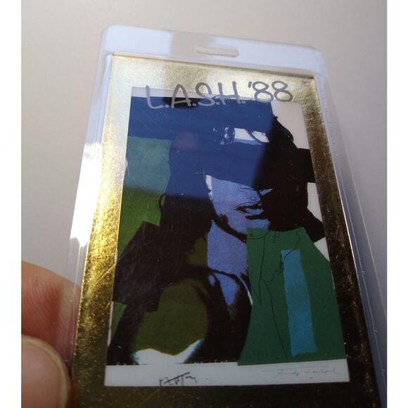Andy Warhol Designed Mick Jagger Backstage Pass from the 1988 Lash Tour VIP Gold - Picture 4 of 5
